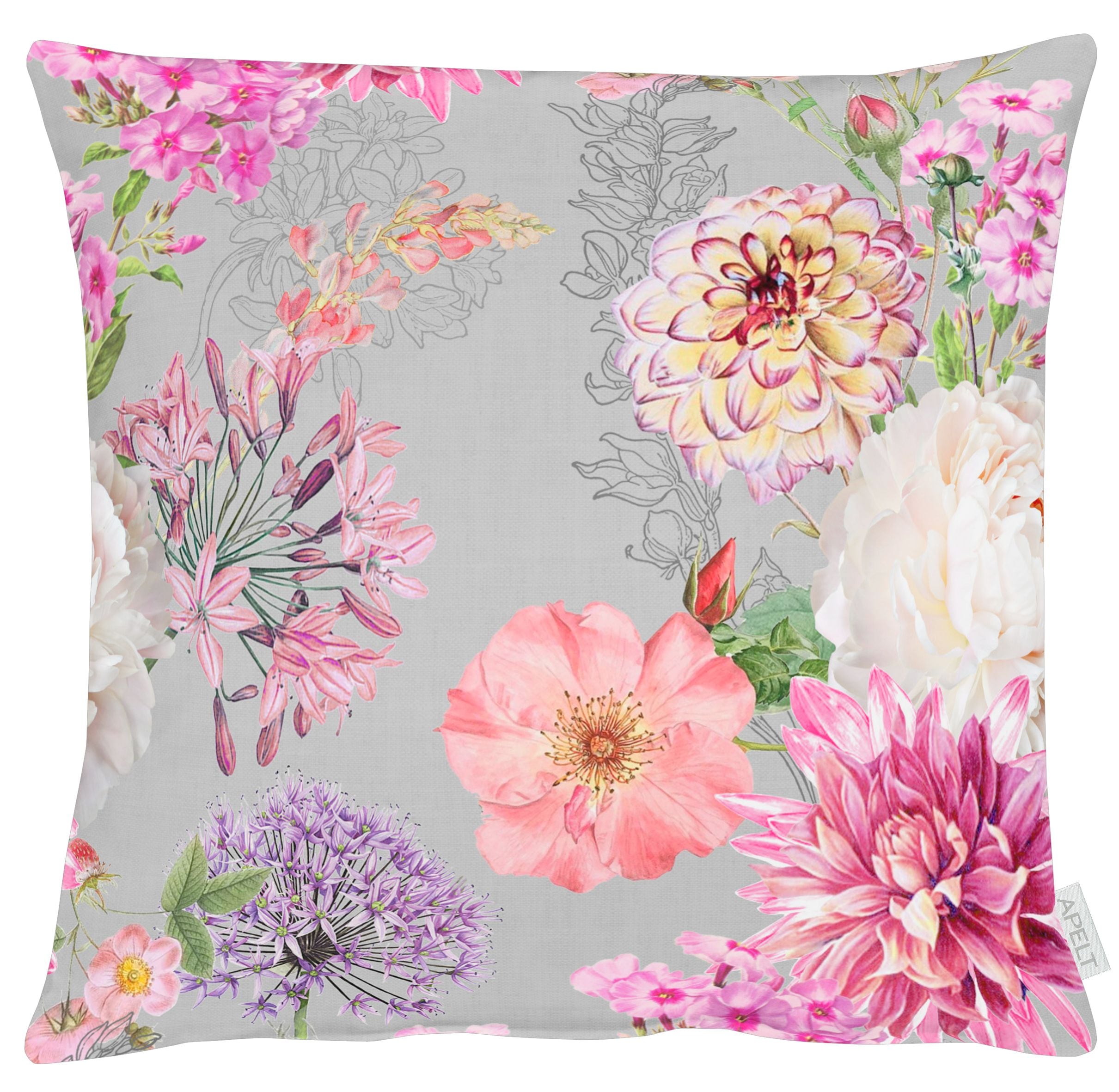 Dekokissen APELT "6748", grau (grau, rosé, bedruckt), B:48cm H:5cm L:48cm, Baumwolle, Polyester, Dekokissen_Sitzkissen_Kissenhüllen