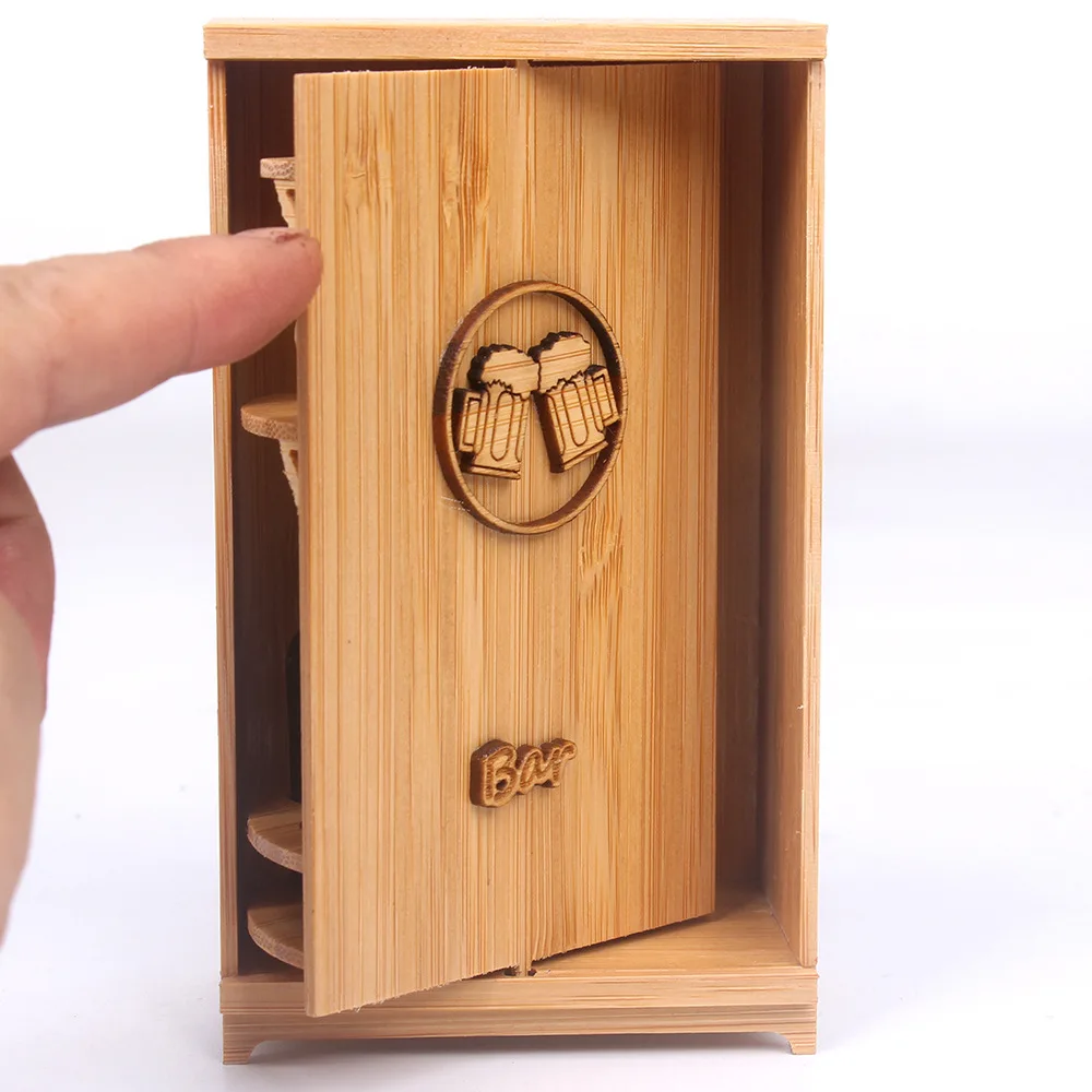 Puppenhaus Wein Zimmer Set mit Wein Trinkbecher Mini Holz Simulation Essen Spielen Miniatur Modell Haus Szene Ornamente Home Decor Image