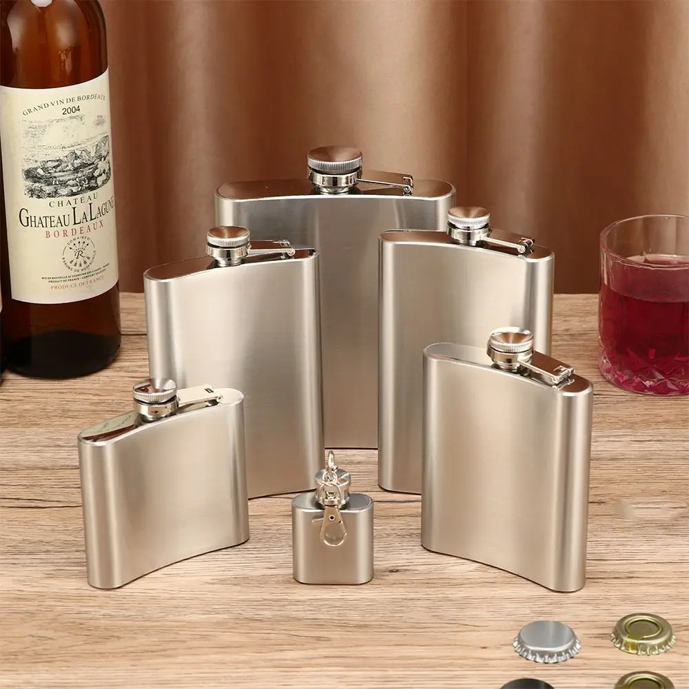 Edelstahl Whisky Halter Tragbare Auslaufsichere Flachmann Alkohol Wein Likör Flasche Trinkflasche Hochzeit Party Drink Image