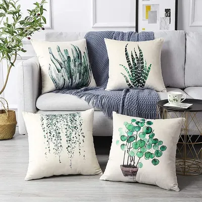 Grüne Pflanze Blatt kurze Plüsch Kissenbezug Polsterung, Kissenbezug Home Decor, geeignet für Sofa, Image