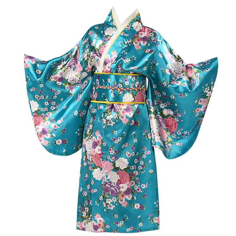Japanischer traditioneller Kimono Yukata bedruckter Bademantel Nachthemd Schüler Performance Kostüm Kinder Rollenspiel Kleid Image