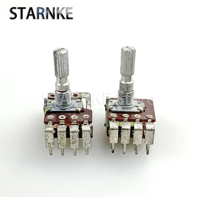 2PCS 16 Typ 8-Pin Doppel Potentiometer A100K B50K Vertikale Gebogene Bein Mit Tap Verstärker Audio Image