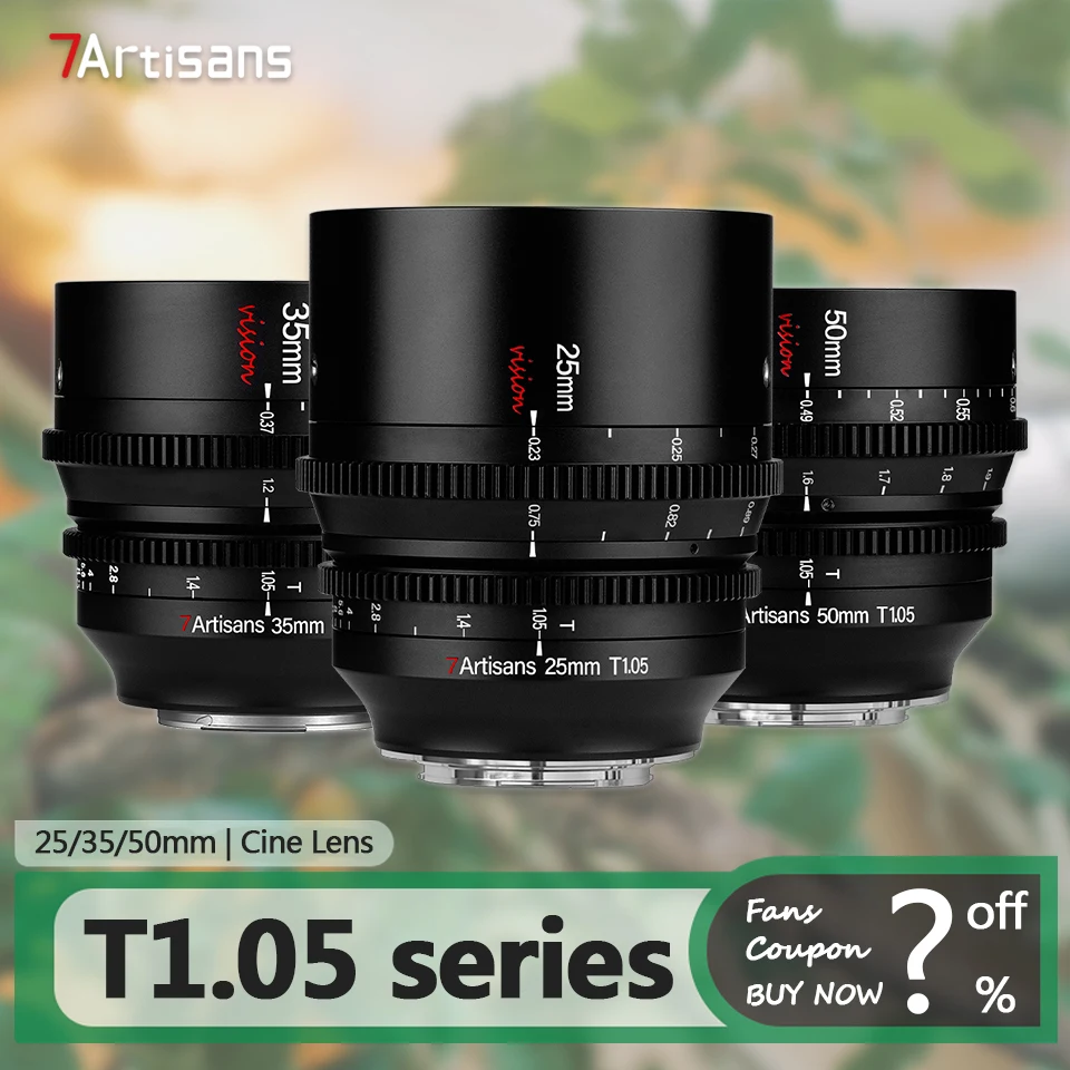 7artisans 25mm 35mm 50mm T1.05 APS-C Cine Objektiv für Kamera Studio Fotografie mit Sony E A6000 A7RIII XT-100 Z RF M43 L Mount Image
