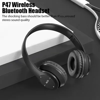 2024 P47 Drahtloser Bluetooth-Kopfhörer mit Mikrofon und Geräuschunterdrückung, Stereo-Sound-Kopfhörer, Sport-Gaming-Kopfhörer, unterstützt PC Image