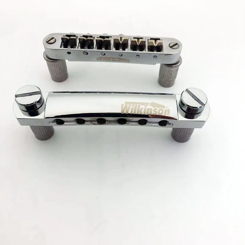 Wilkinson Bridge WOGT1+WOGB1 Tune-A-Matic und Go-To-Style Zinklegierung für Les Paul SG E-Gitarre, Chrom Image