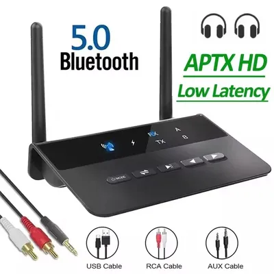 80M Bluetooth 5.0 Sender Empfänger Aptx HD LL Low Latency Wireless Audio Adapter 3,5mm AUX RCA Jack Image
