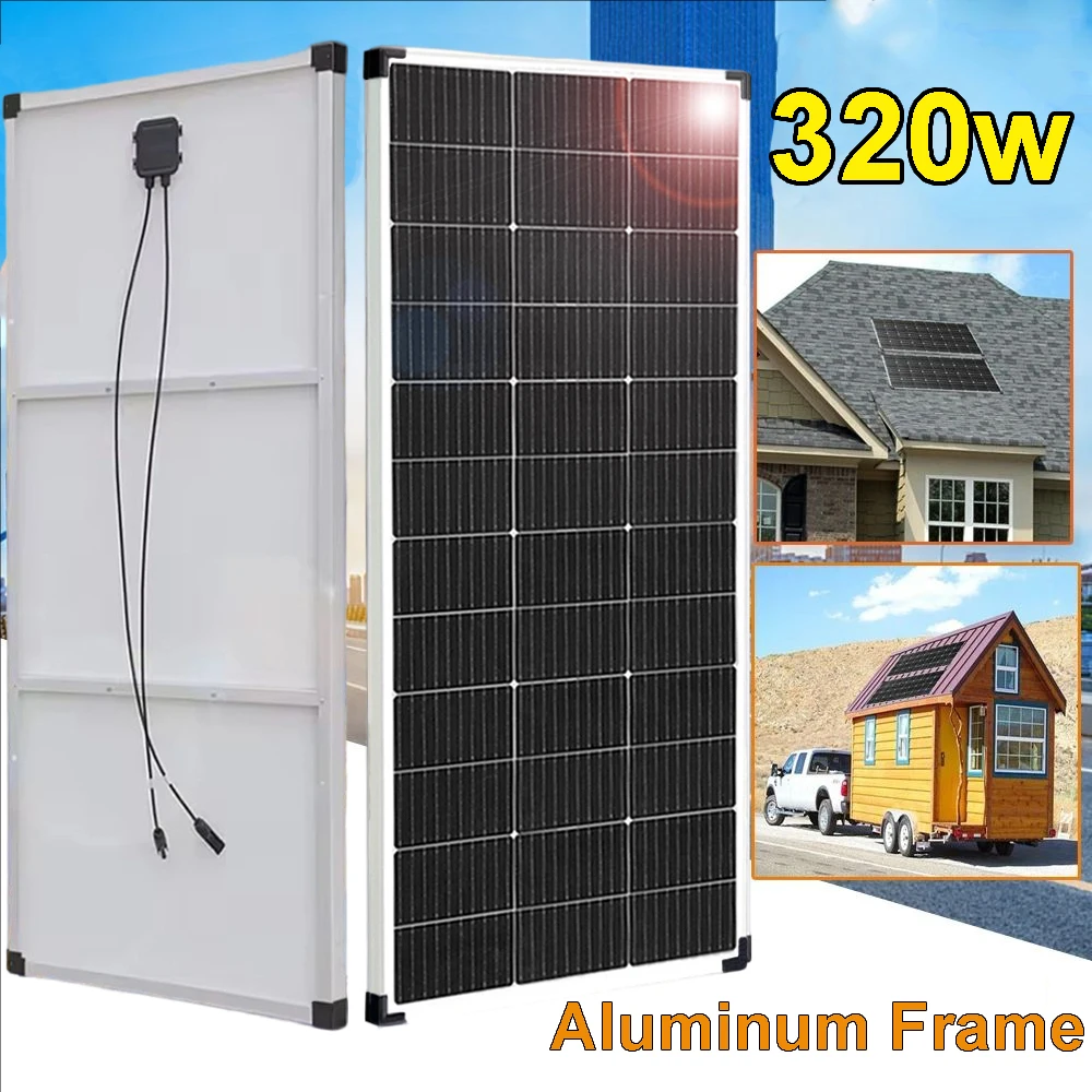 Solarpanel 12v Aluminiumrahmen leichtes Photovoltaik-Panel 320w 300w 160w 150w 12v 24v Batterieladegerät Kit für Haus Wohnmobil RV Boot Balkon Reisen EU-Lager DHL Versand Image