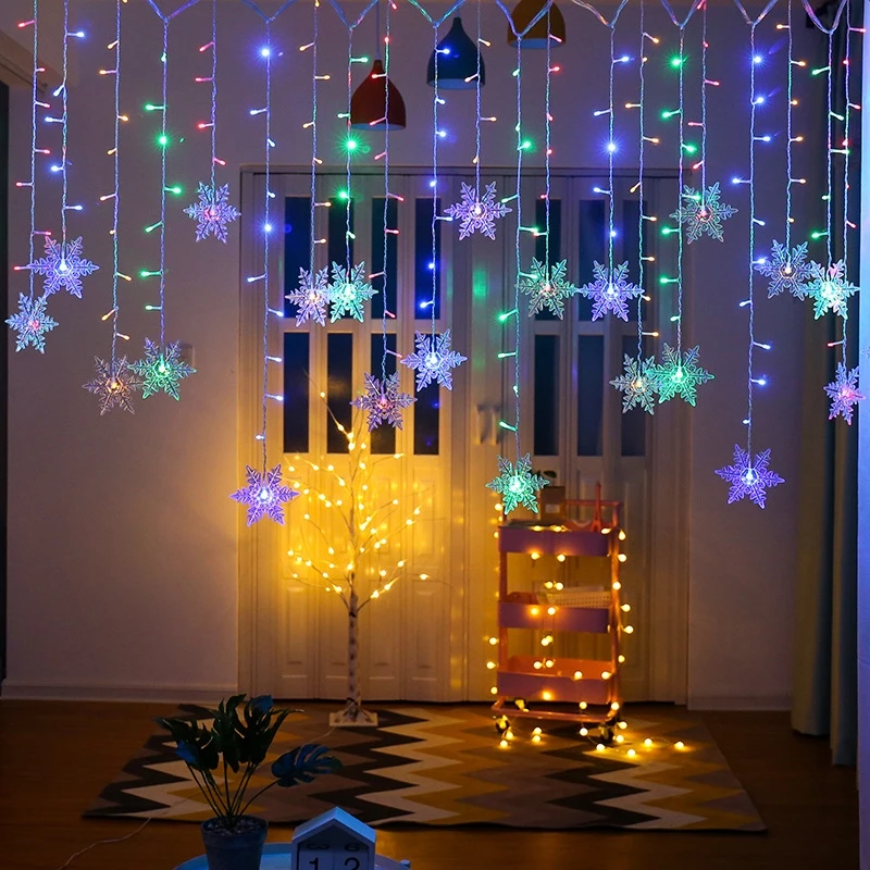 Weihnachten Lichter Outdoor Dekoration Hängen Led Schneeflocke Lichter Vorhang Lichterketten Party Garten Traufe Dekoration.