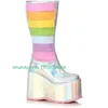 Dame Regenbogen bunte Plattform Kalb Stiefel Wildleder Mary Janes elegante Stiefel Schuhe Größe