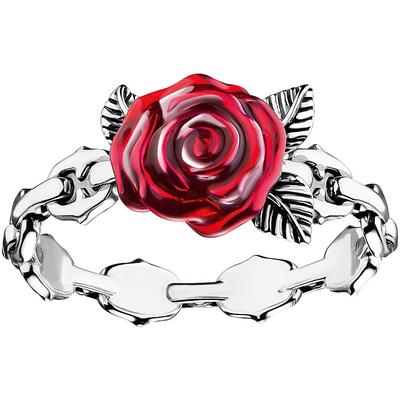 Fingerring THOMAS SABO "Roses Romance, TR2482-664-10-52-60" Gr. 58, bunt (silberfarben, rot), Fingerringe, Damen, 58, Silber 925 (Sterlingsilber), 4,5mm Image