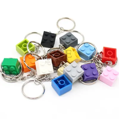 5 stücke MOC 3003 Regenbogen Farben DIY Schlüsselbund Kompatibel Ziegel Platte mit Schnalle Schlüssel Ring Bausteine Schmuckstück Anhänger Kinder spielzeug Image