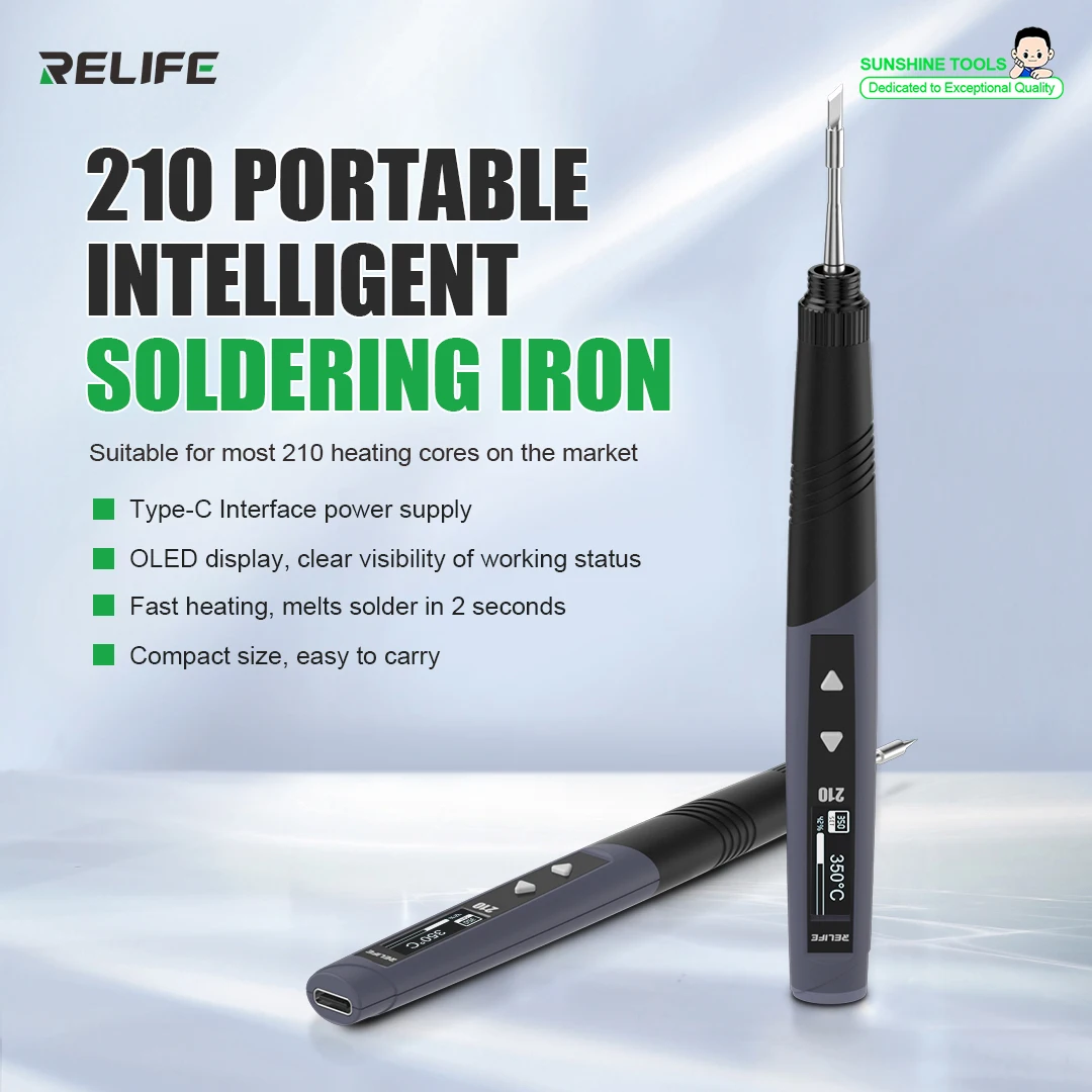 RELIFE RL-210 Tragbarer intelligenter Lötkolben Typ-C-Schnittstelle OLED-Display für die meisten 210 Heizkerne auf der Marktreparatur Image