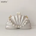 Original Shell Halbe Zimmer Acryl Perlen Tasche Box Kupplungen Party Abend Handtasche Frauen Schulter Reise Strand Mini Sommer Handtaschen