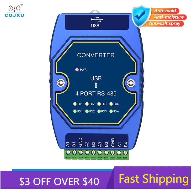 USB-zu-Seriell-Konverter COJXU E810-Serie ModBus TCP/IP MQTT-Modul RJ45 1/2/4 serielle Ports Konverter Industriequalität Image