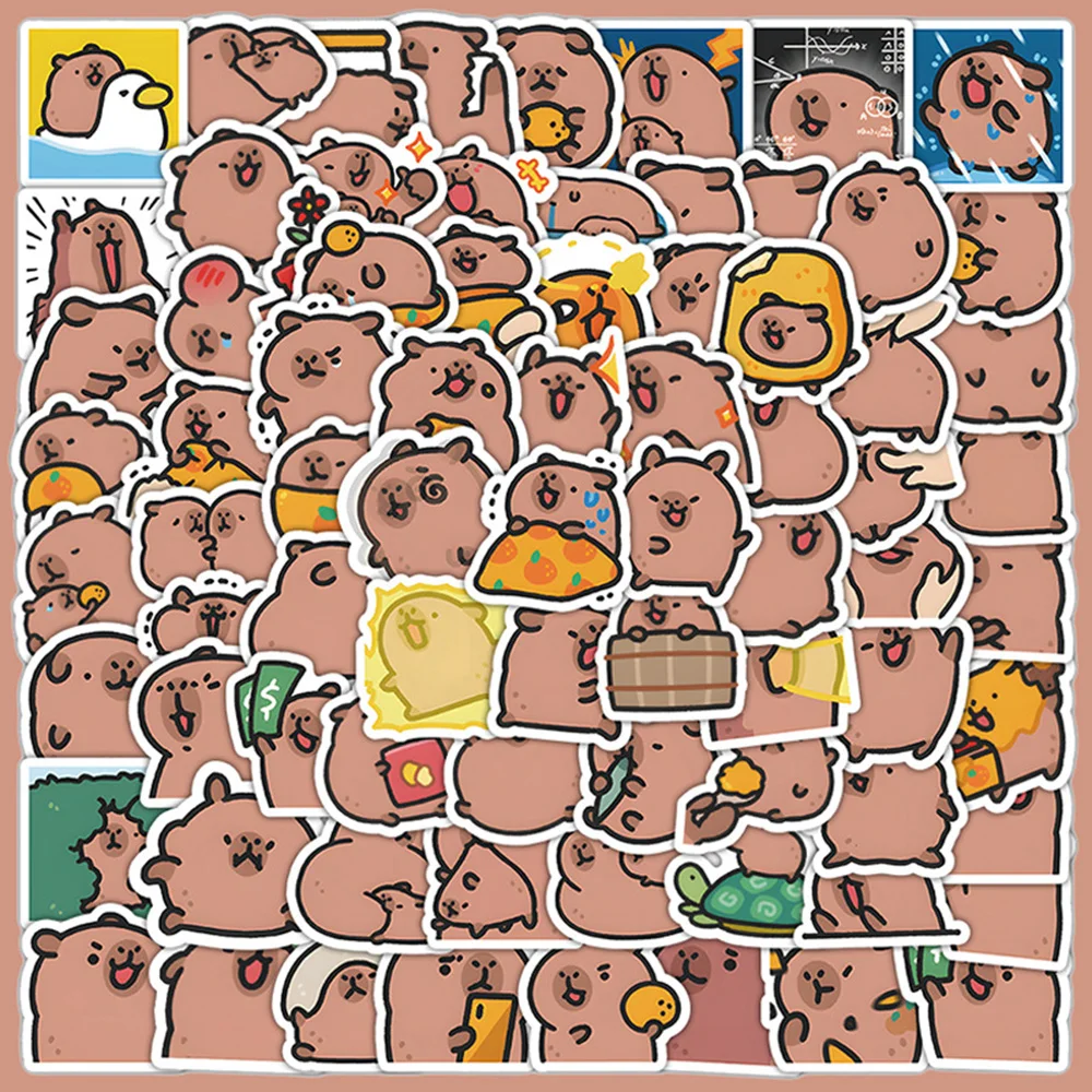 Großhandel 10/100 Stücke Nette Cartoon Capybara Graffiti Aufkleber Laptop Kühlschrank Flasche Wasserdichte Aufkleber Kawaii Tiere Aufkleber Image