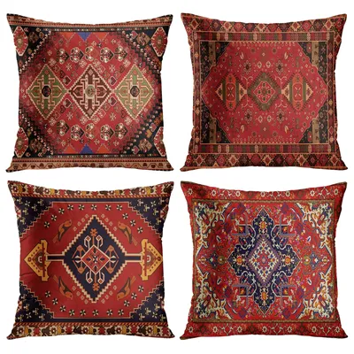 Rotes marok kanis ches ethnisches Muster Blütenblatt kurze Plüsch Kissen bezug Sofa Kissen bezug Image