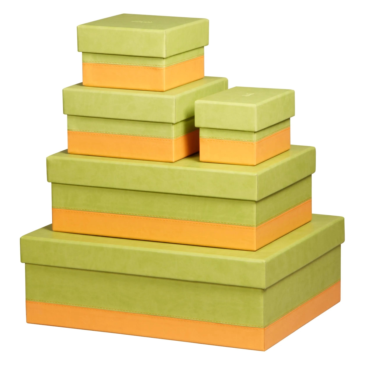 Rhodiarama Set mit 5 ineinander schachtelbaren Boxen aus Kunstleder, 44x34x16cm - Anisgrün 318886C Image