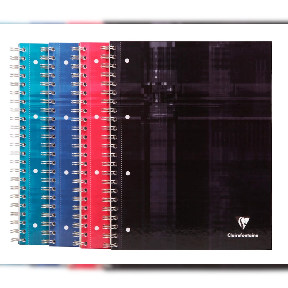 Clairefontaine 5x Bind'O Block A4+, Doppelspiralbindung, 80 Blatt liniert mit Rand 90g - Sortiert 8215C Image