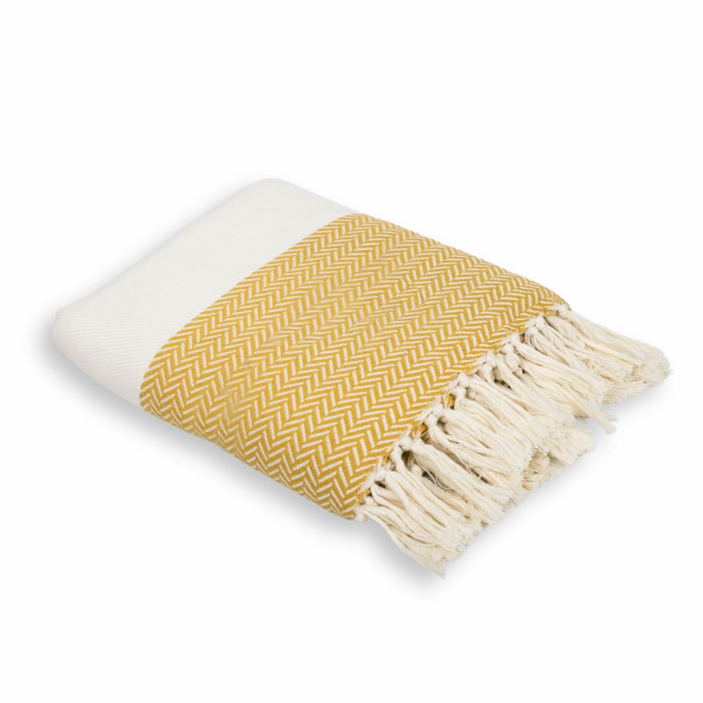 Plaid coton moutarde 130x170