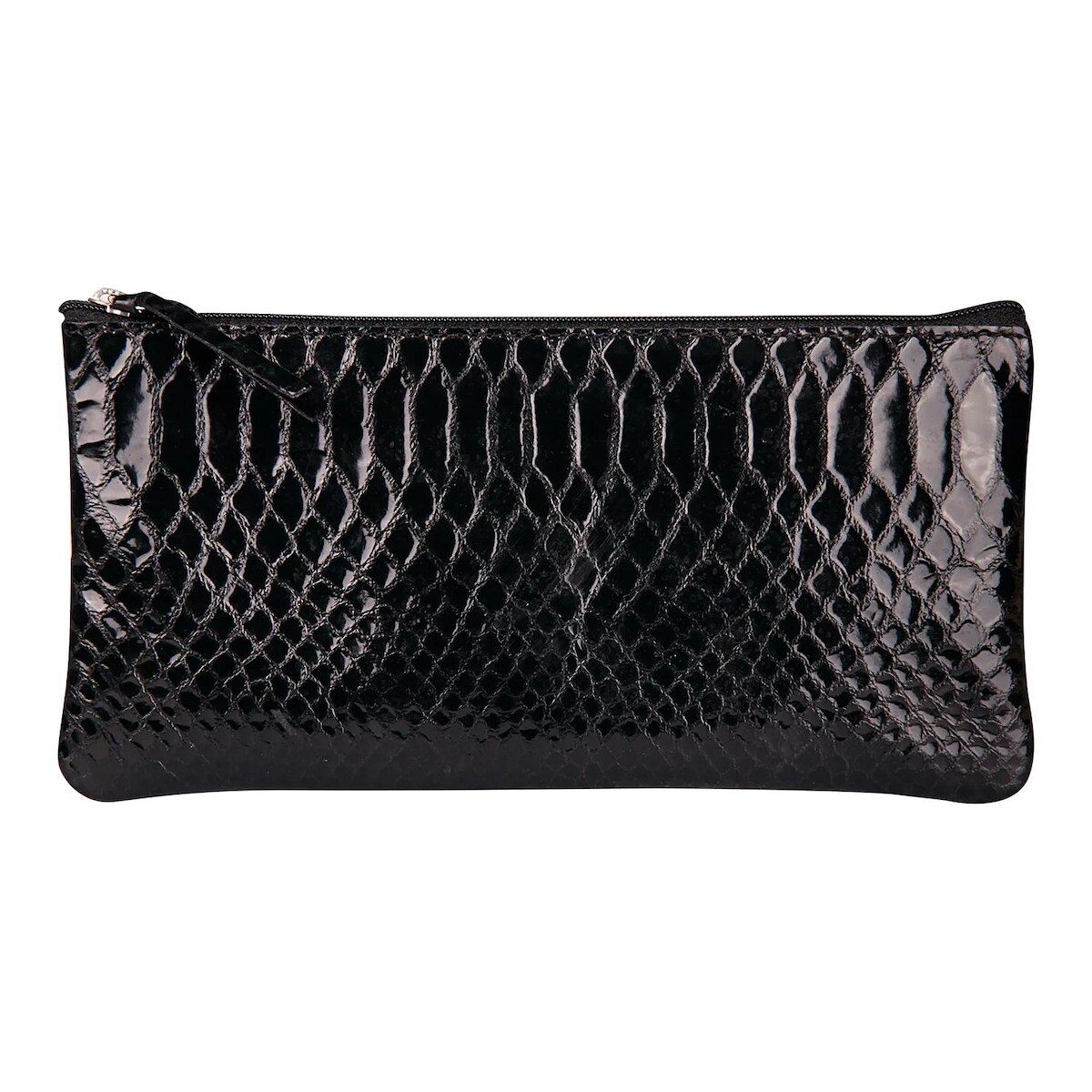 Clairefontaine 4x Flaches Schlamermäppchen aus Lammleder mit Pythonmuster 22x11 cm, schwarz - Pythonschwarz 410181C Image