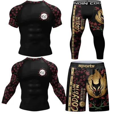 New Boxeo Clothes Jiu Jitsu Rashguard MMA T-shirt+Pant Sets Muay Thai Shorts Men Boxing Brazilian