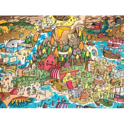 Jigsaw Puzzle for Adults 300pcs Pirates' Paradise Jigsaw Puzzles for Gameroom Bedroom Home Decor