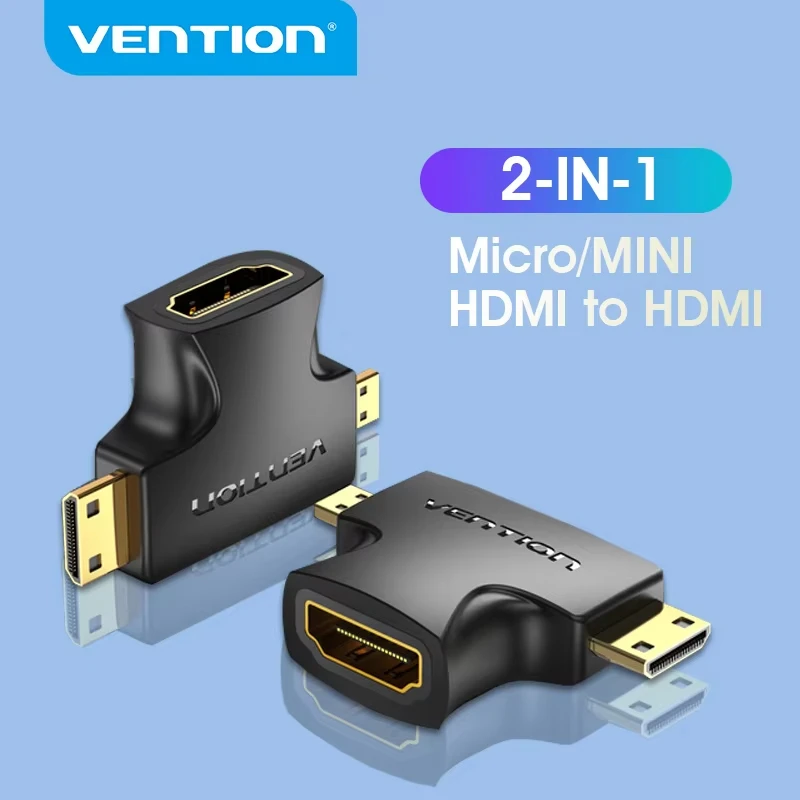 Vention Micro HDMI Mini HDMI 2 in 1 Cable Converter for Projector Camera Tablet TV 1080P 60Hz Mini HDMI Male to Female Adapter