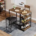 Ensemble de table à manger pour 2, table de bar et chaises pour 2, ensemble de table de cuisine avec 2 chaises à pied, 3 grandes étagères de rangement