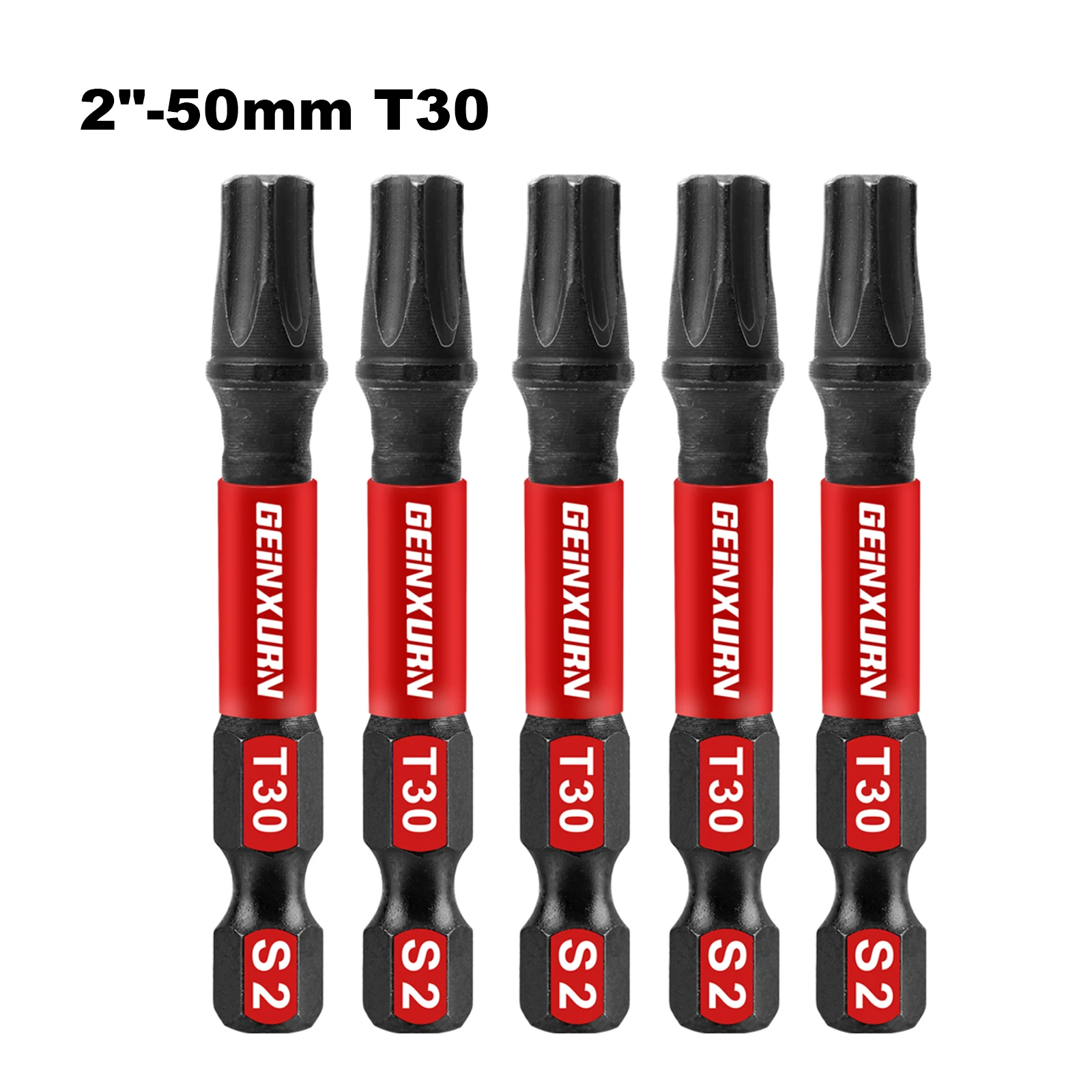 Geinxurn Set di punte magnetiche resistenti agli urti da 2 pollici, punte di alimentazione con testa Torx, set di punte per cacciavite T30 a stella in acciaio legato S2
