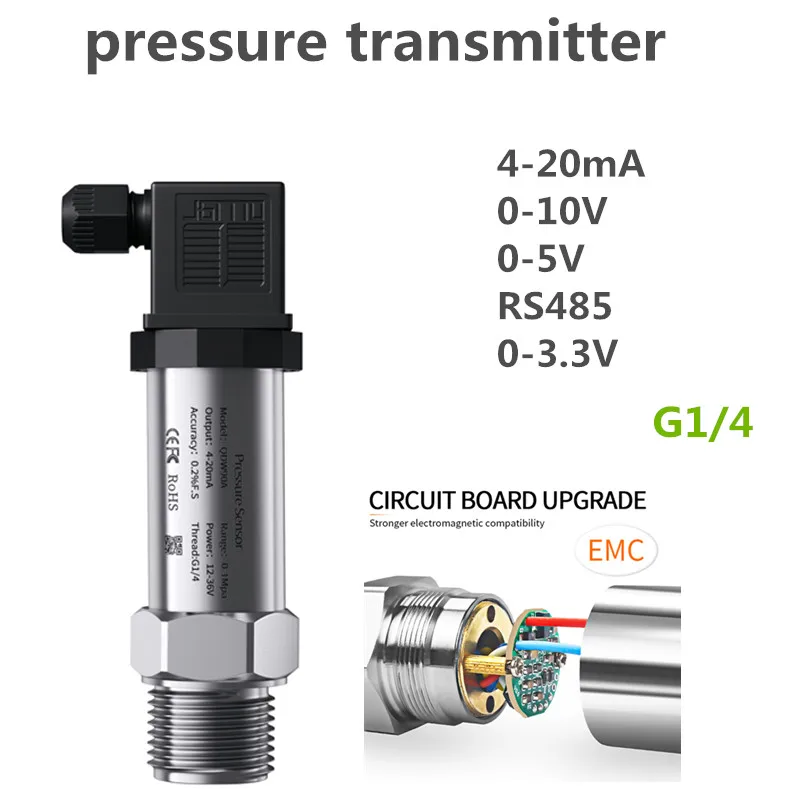 Sensore di Pressione G1/4" 10bar 20bar, Trasmettitore di Pressione 4-20mA 0-3.3V, Sensore di Pressione Digitale 4-20mA 0-10V 0-5V RS485