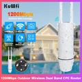 KuWFi AC1200 Router CPE esterno 1200Mbps 2.4G 5G Dual Band Wireless Wi-Fi Gigabit Porta RJ45 Antenne staccabili 48V POE Ripetitore