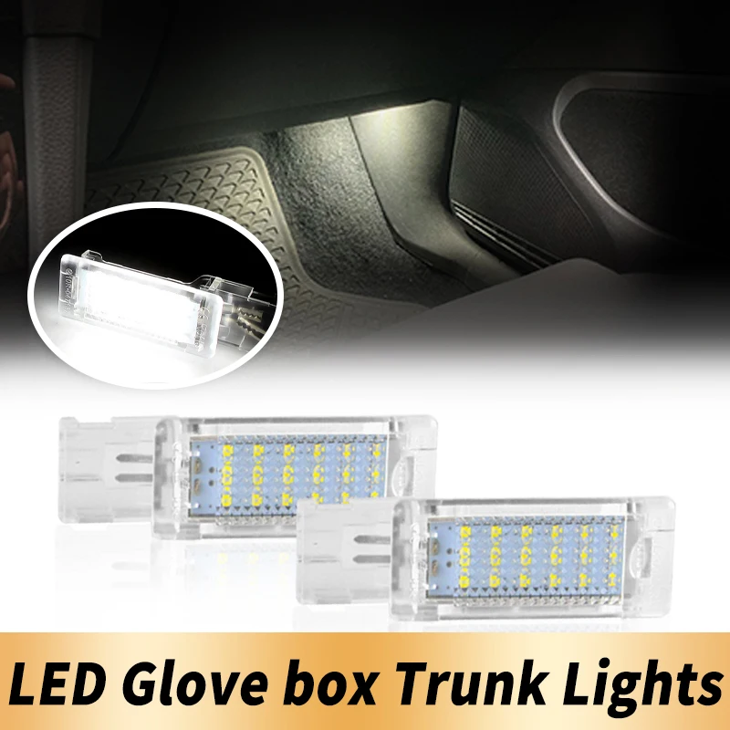 2PCS 12v Auto LED bianco Pedana Luce vano portaoggetti Tronco Luce Per VW Golf Polo Passat Tiguan Jetta Caddy UP T5 T6 Touareg Scirocco