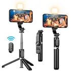 Bluetooth Wireless Selfie Stick Mini treppiede monopiede otturatore remoto con luce di riempimento