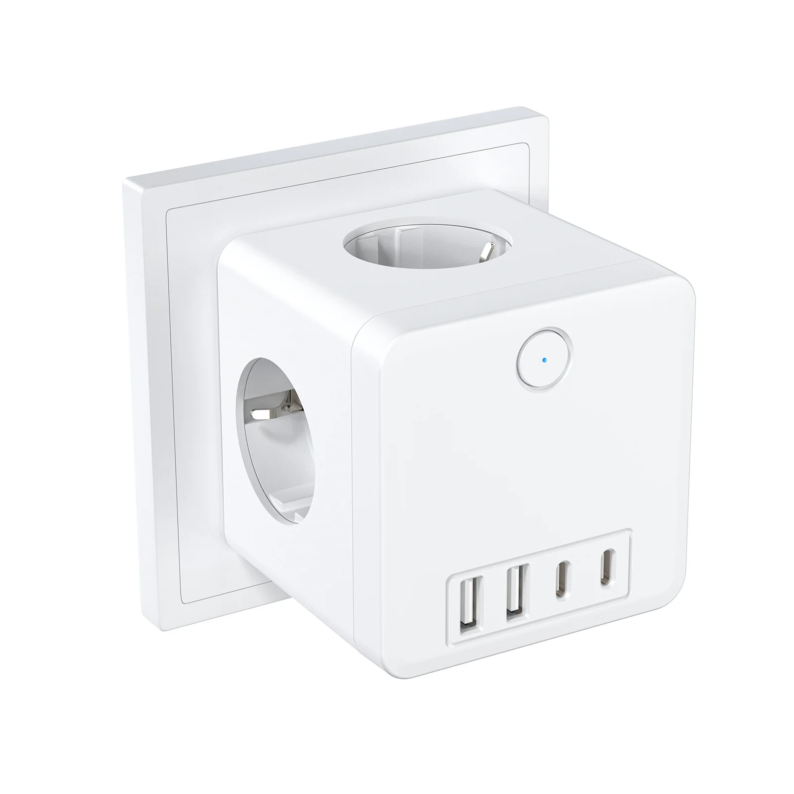 Presa USB Presa multipla UE Cube 4 prese CA 2 prese multiple USB 2 Type-C con interruttore Adattatore presa a muro UE per viaggi a casa