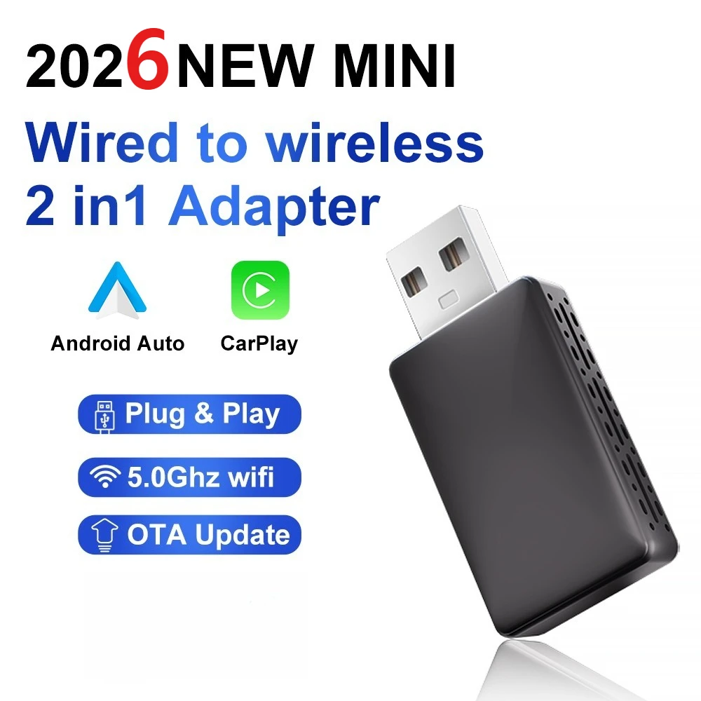 Adattatore Wireless Flixivi CAR PLAY Carplay Android Auto 2in1 per Stereo Auto OEM con USB Plug and Play da Cablato a Wireless