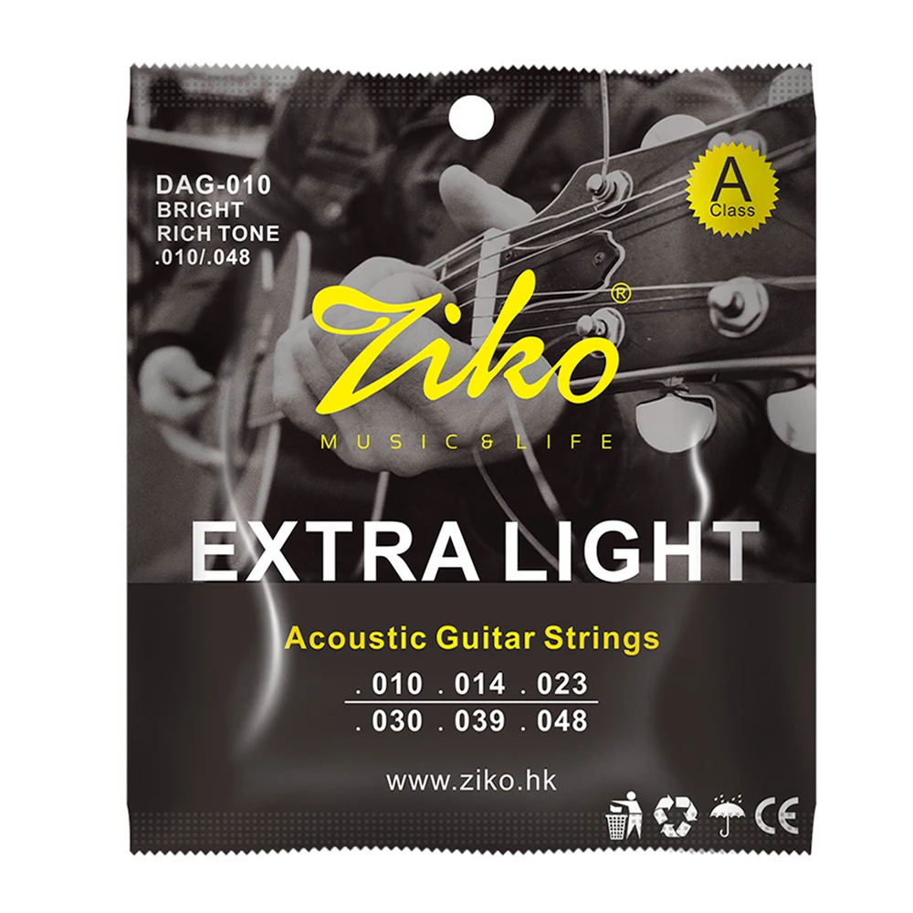 ZIKO DAG-010 6 pz/set corde per chitarra acustica nucleo in acciaio corde per chitarra avvolte in rame parti e accessori per chitarra acustica