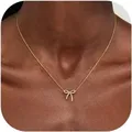 Collana in oro per donna Collana con fiocco Collana placcata in oro argento Collana con ciondolo a fiocco carino Collane a catena girocollo per regalo di gioielli da donna