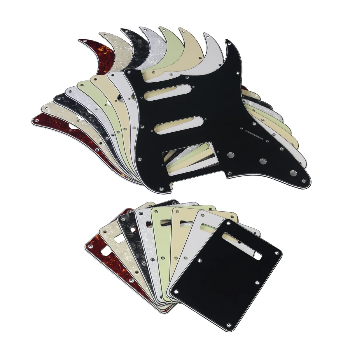 FLEOR Set di 11 fori SSH ST Battipenna per chitarra elettrica HSS Piastra antigraffio, piastra posteriore e viti, 8 colori a scelta