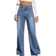 2024 Jeans dritti a vita alta di nuova moda donna autunno blu pantaloni jeans larghi larghi casual a gamba larga pantaloni palazzo a righe