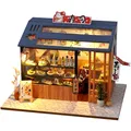 Casa delle bambole in legno Casa Casa delle bambole in miniatura fai da te Puzzle 3D assemblaggio giocattoli da costruzione con mobili luci a LED per regali per bambini