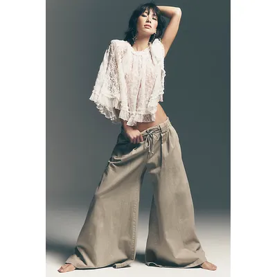 Julien Wide-Leg Chino Trousers at Free People in Chinchilla, Size: Small