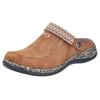 Clog RIEKER, Damen, Gr. 36, braun (hellbraun), Lederimitat, casual, Schuhe, Sabot, Schlupfschuh, Schlappen mit kleinem Stretcheinsatz