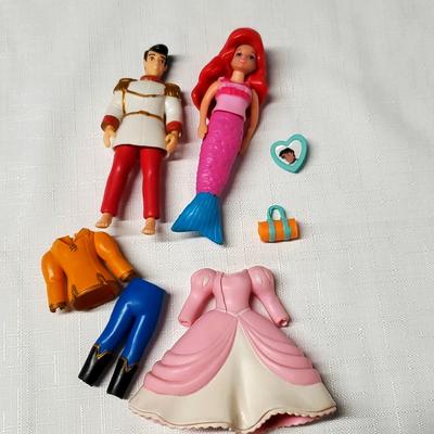Disney Toys | Disney Little Mermaid Polly Pocket Ariel Prince Eric Dolls & Clothes Accessories | Color: Blue/Pink | Size: 3¾" To 4"