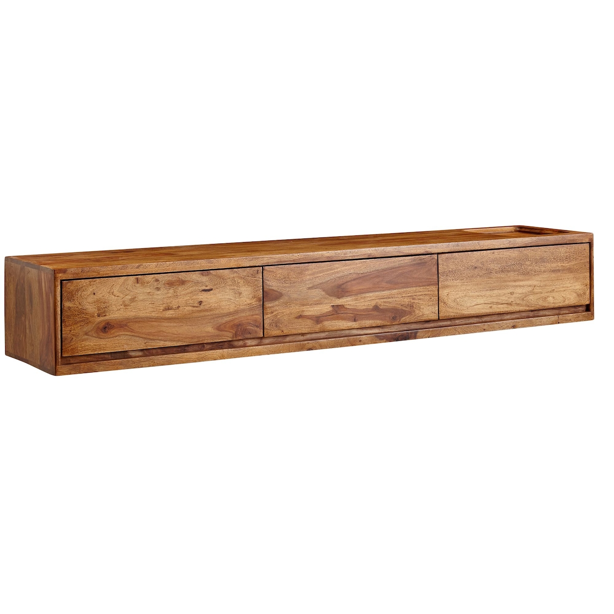 KADIMA DESIGN Lowboard Hängend Sheesham Massivholz 160x25x35 cm TV-Schrank Braun, Design Fernsehtisch mit Stauraum, Fernsehschrank Wand Modern, TV-Kommode