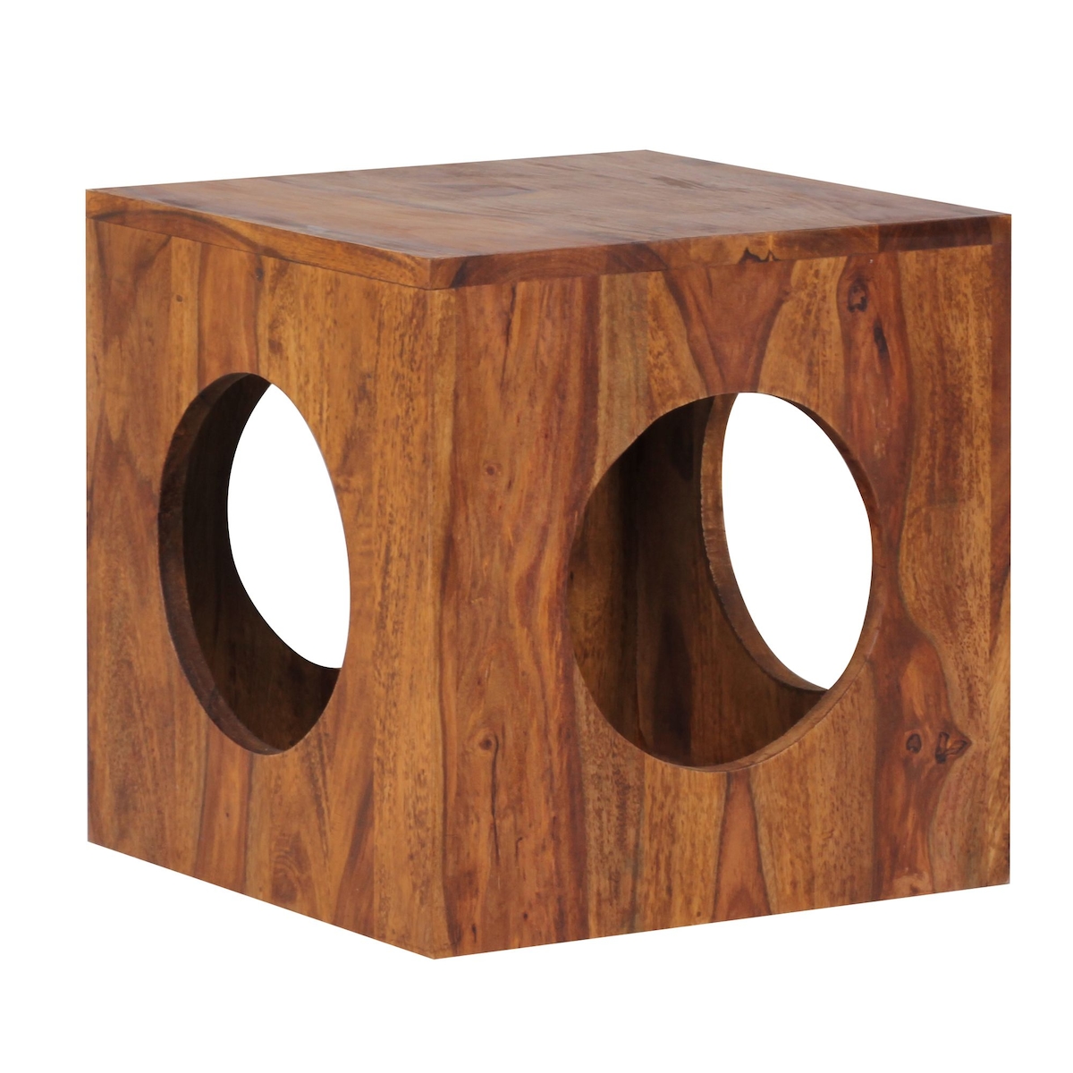 KADIMA DESIGN Beistelltisch MUMBAI Sheesham Massivholz 35x35x35 cm Cube Wohnzimmertisch, Design Aufbewahrungstisch modern, Kleiner Holztisch in Würfel-Form, Image