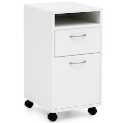 KADIMA DESIGN Rollcontainer WL5.901 Weiß 33x63x38 cm Schreibtisch-Unterschrank Holz, Roll-Kommode Modern, Bürocontainer Schubladenschrank mit Tür, Kleiner Image