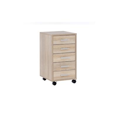 KADIMA DESIGN Rollcontainer Sonoma 33 x 63 x 38 cm Holz Schubladenschrank Schreibtisch, Büro Schrank mit 5 Schubladen, Container Rollschrank klein Standcontainer Image