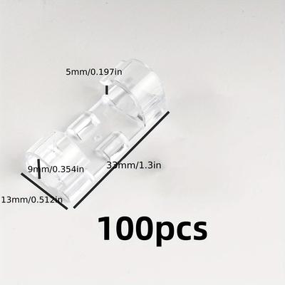TEMU 100pcs Transparent Adhesive Cable Clamps - Plastic Wire Organizers For Power Cord Management, Under Table & Wall Mounting, Cable Storage Solution Image