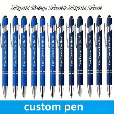 TEMU 50/ Custom Metal Round Ballpoint Pens With , Smooth Writing, Suitable For Business And , Ideal Graduation Gift, , Pen Nib, Made Of Aluminum And Pvc Material Image
