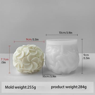 TEMU Flower Ball Scented Candle Mold Diy Frangipani Hydrangea Hand Soap Plaster Decoration Silicone Mold Image